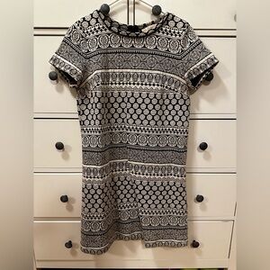 LOFT Black and White Patterned Dress, size S
